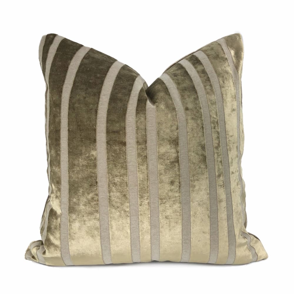 Rockford Taupe Brown Velvet Stripe Pillow Cover - Aloriam