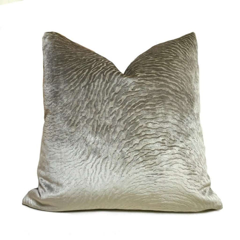 Romo Black Edition Veta Nougat Brown Animal Stripe Velvet Pillow Cover