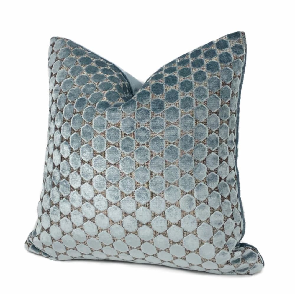 Romo Orosi French Blue Cut Velvet Hexagons Pillow Cover - Aloriam