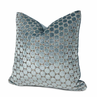 Romo Orosi French Blue Cut Velvet Hexagons Pillow Cover - Aloriam