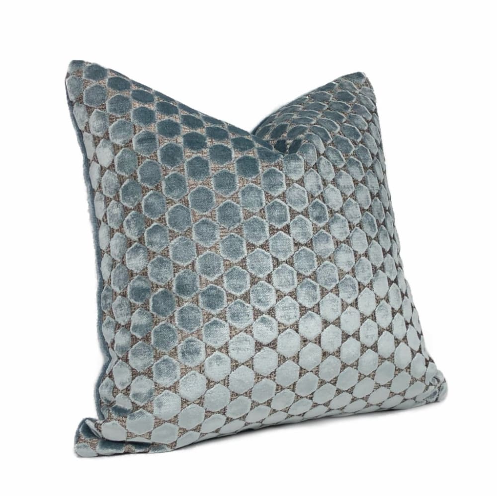 Romo Orosi French Blue Cut Velvet Hexagons Pillow Cover - Aloriam