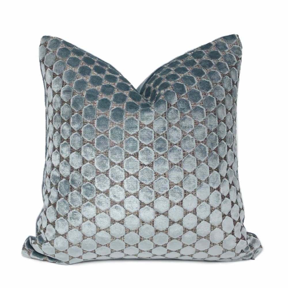 Romo Orosi French Blue Cut Velvet Hexagons Pillow Cover - Aloriam