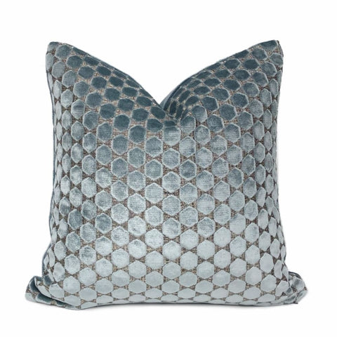 Romo Orosi French Blue Cut Velvet Hexagons Pillow Cover - Aloriam