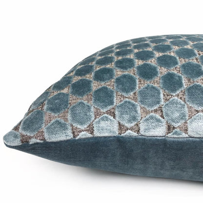 Romo Orosi French Blue Cut Velvet Hexagons Pillow Cover - Aloriam