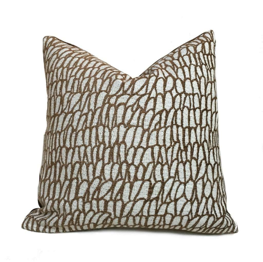S Harris Kukui Bark Brown Abstract Ethnic Texture Pillow Cover