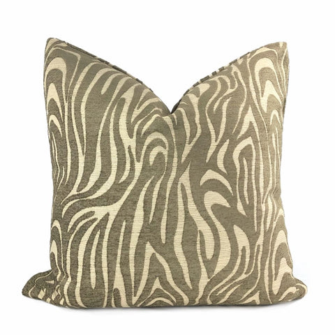 Saber Brown Beige Animal Stripe Chenille Pillow Cover - Aloriam