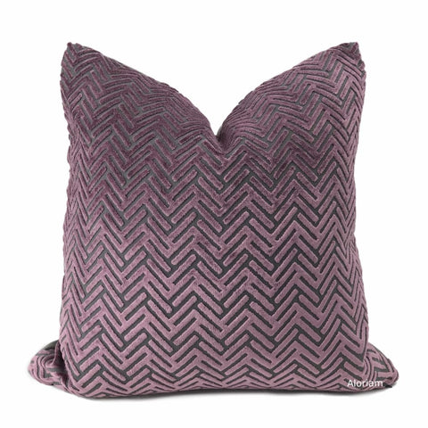Sagittarius Mauve Purple Gray Velvet Chevron Pillow Cover - Aloriam