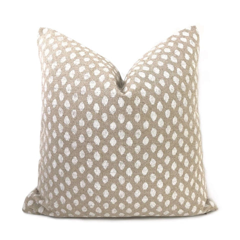 Lacefield Sahara Beige Chalk White Ikat Dots Pillow Cover