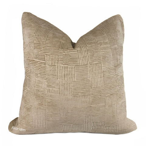 Samuel Driftwood Brown Crosshatch Textured Chenille Pillow Cover - Aloriam