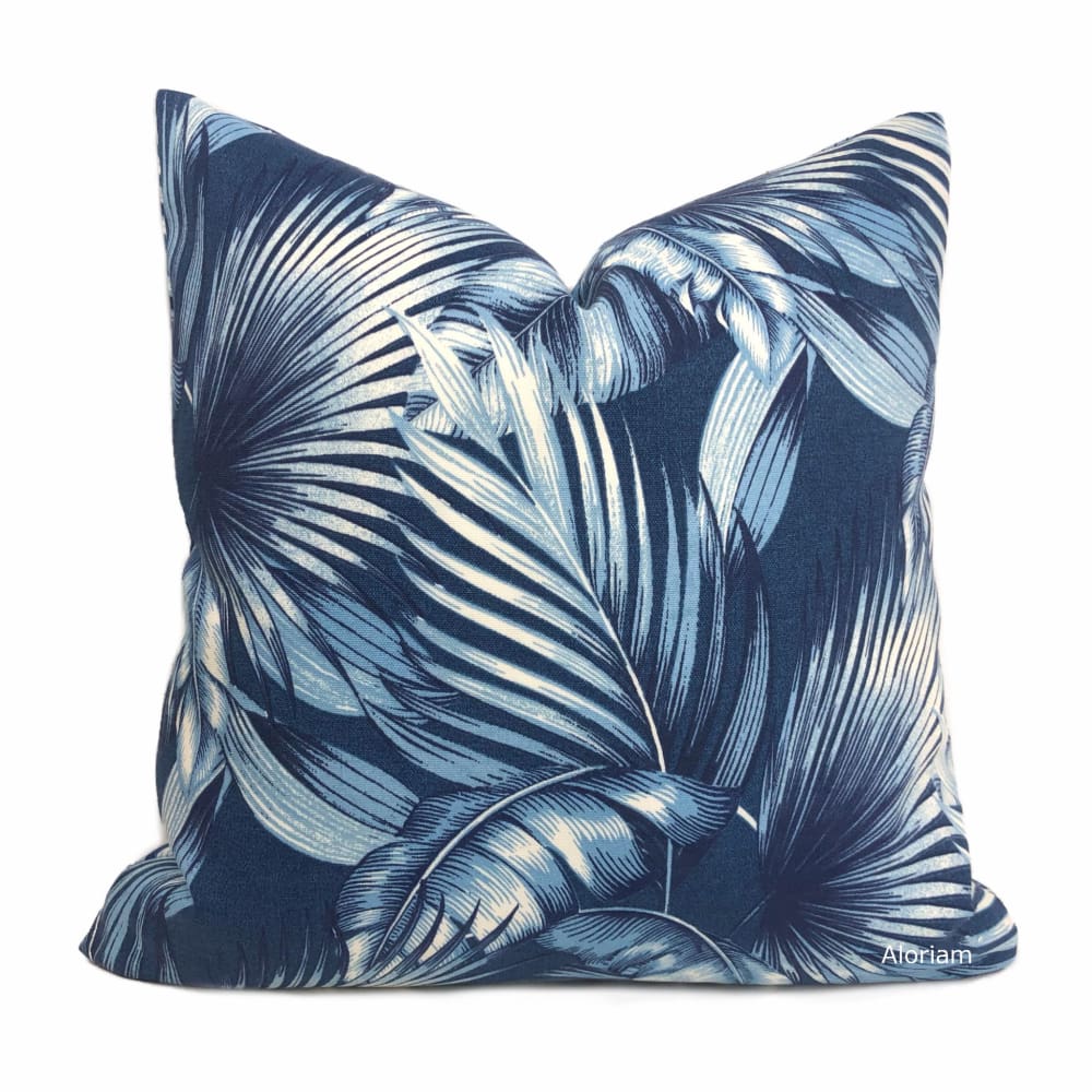 San Juan Blue Tropical Botanical Print Indoor Outdoor Pillow Cover (Tommy Bahama fabric) - Aloriam