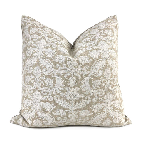 Lacefield Designs Savannah Damask Chalk White Beige Pillow Cover