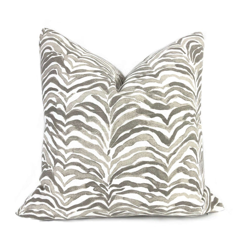 Lacefield Designs Serengeti Taupe Gray White Animal Stripe Pillow Cover