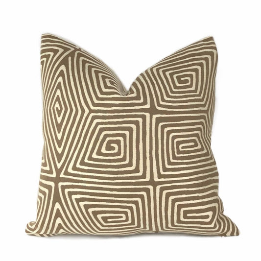Shelby Brown Ivory Stylized Tortoise Shell Maze Pillow Cover - Aloriam