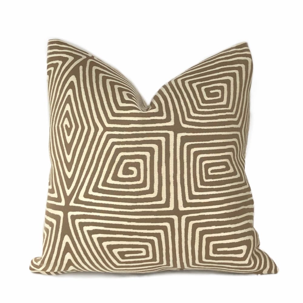 Shelby Brown Ivory Stylized Tortoise Shell Maze Pillow Cover - Aloriam