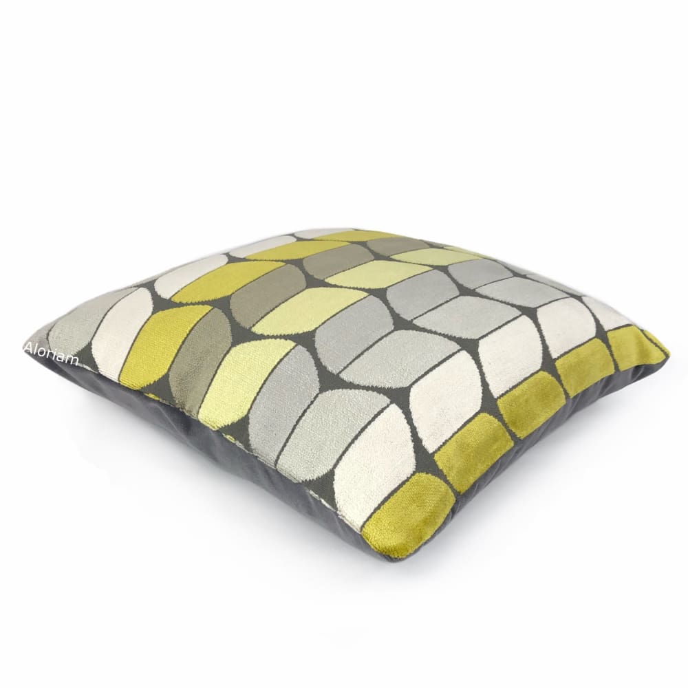 Sheridan Yellow Gray Velvet Pillow Cover Aloriam
