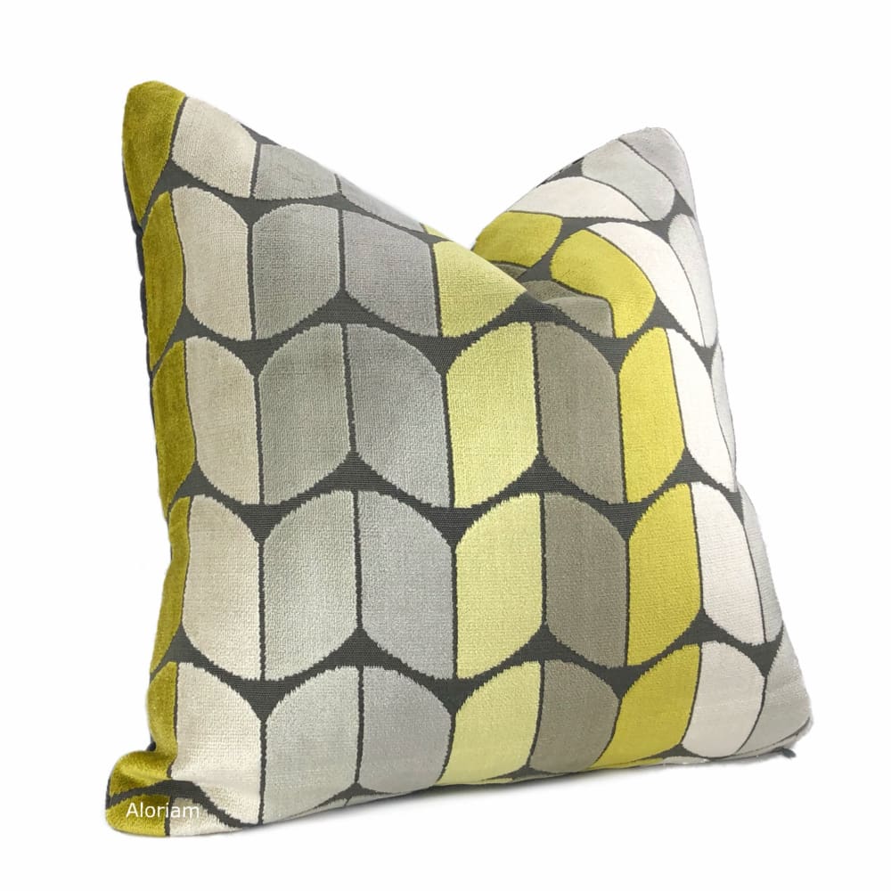 Sheridan Yellow Gray Velvet Pillow Cover Aloriam