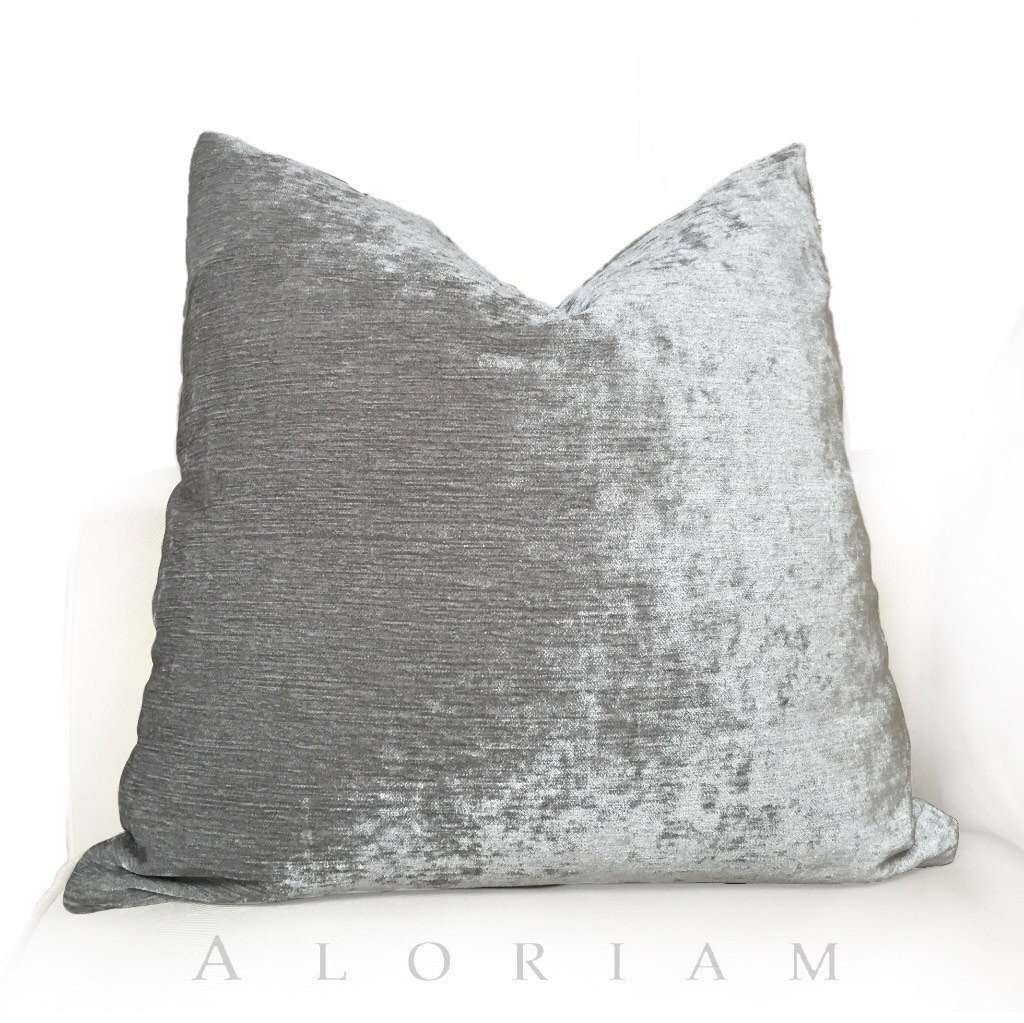 Silver Gray Chenille Velvet Pillow Cushion