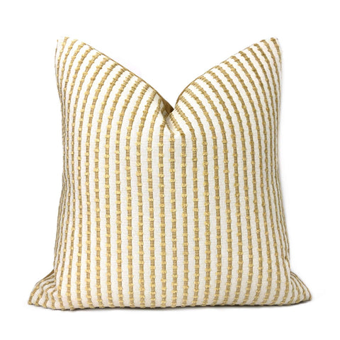Kravet 31385-114 Sinclair Sand & Cream Embroidered Textured Stripe Pillow Cover