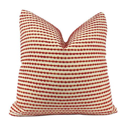 Sinclair Red Tan Embroidered Textured Stripe Pillow Cover (Kravet fabric) - Aloriam