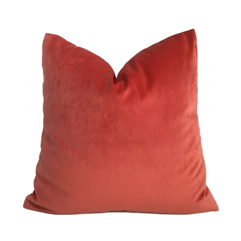 Solid Coral Red Pink Velvet Pillow Cover