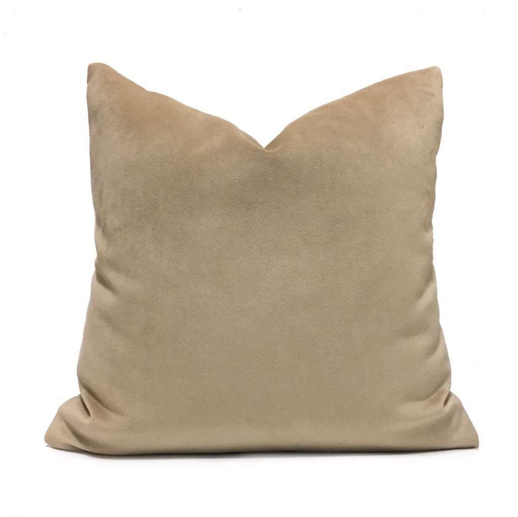 Solid Fawn Beige Brooklyn Velvet Pillow Cover Cushion Pillow Case Euro Sham 16x16 18x18 20x20 22x22 24x24 26x26 28x28 Lumbar Pillow 12x18 12x20 12x24 14x20 16x26 by Aloriam
