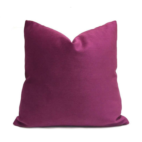 Solid Magenta Purple Brooklyn Velvet Pillow Cover Cushion Pillow Case Euro Sham 16x16 18x18 20x20 22x22 24x24 26x26 28x28 Lumbar Pillow 12x18 12x20 12x24 14x20 16x26 by Aloriam