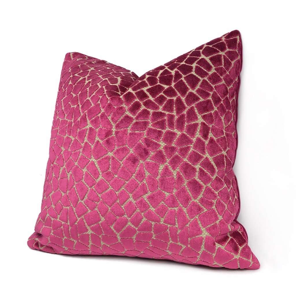 Soren Berry Fuchsia Pink Mosaic Cut Velvet Pillow Cover – Aloriam