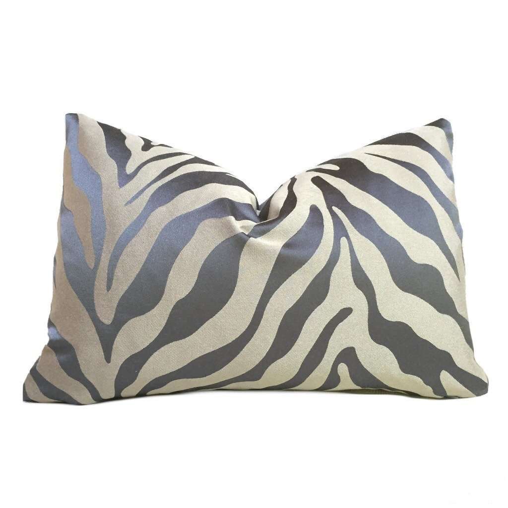 Stout Designer Gray Beige Animal Stripe Pattern Pillow Cover