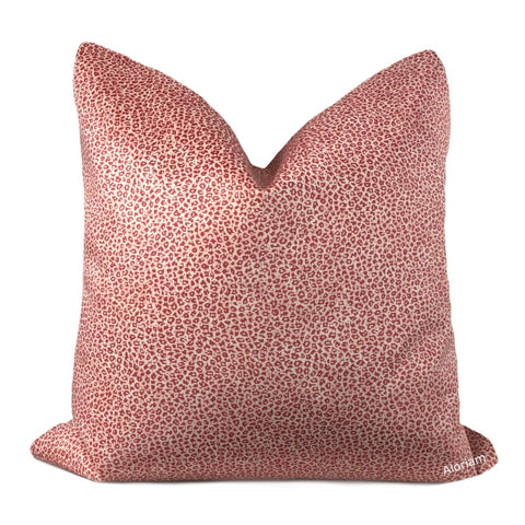 Syma Red Cream Leopard Spot Velveteen Pillow Cover - Aloriam