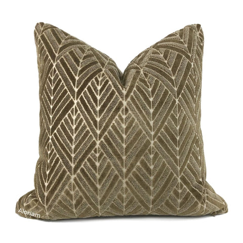 Taiga Teak Brown Diamond Pattern Velvet Pillow Cover - Aloriam