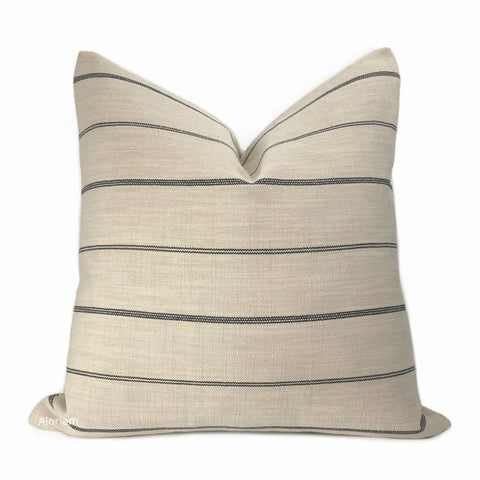 Talbot Black Beige Modern Farmhouse Stripe Pillow Cover - Aloriam
