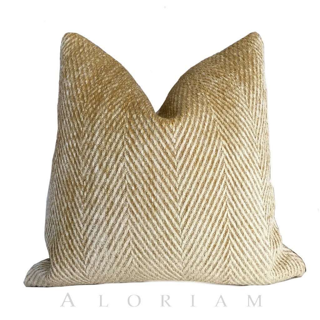 Brown Herringbone Pillow by Aloriam