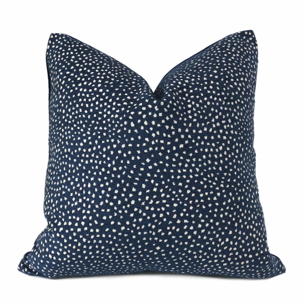 Taylor Navy Blue White Dots Chenille Pillow Cover - Aloriam