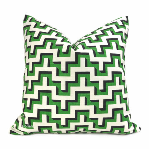 Tetris Green Black White Geometric Print Pillow Cover - Aloriam