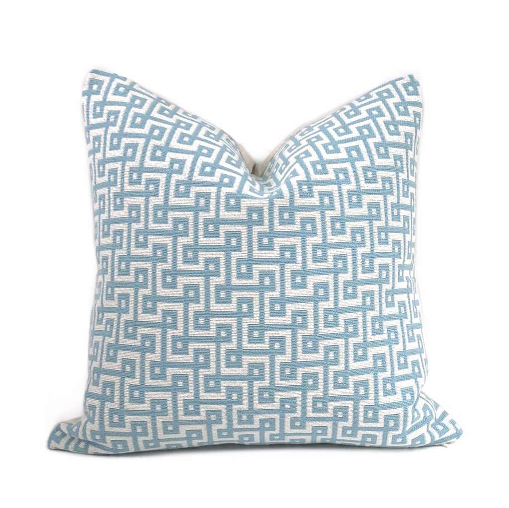 Thibaut Circuit Aqua Blue Cream Geometric Switchback Pillow Cover Cushion Pillow Case Euro Sham 16x16 18x18 20x20 22x22 24x24 26x26 28x28 Lumbar Pillow 12x18 12x20 12x24 14x20 16x26 by Aloriam