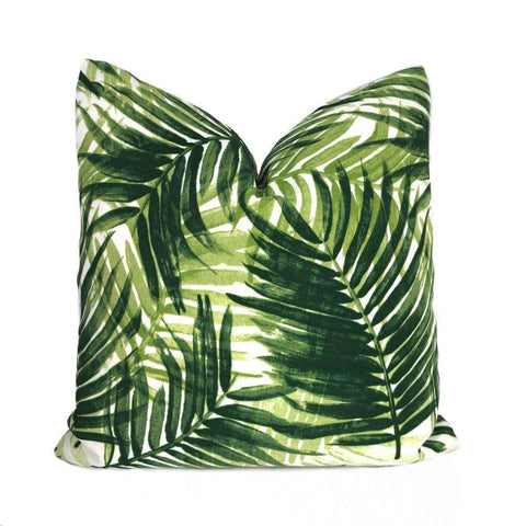 Tommy Bahama Green Cream Tropical Palm Leaves Botanical Indoor Outdoor Pillow Cover