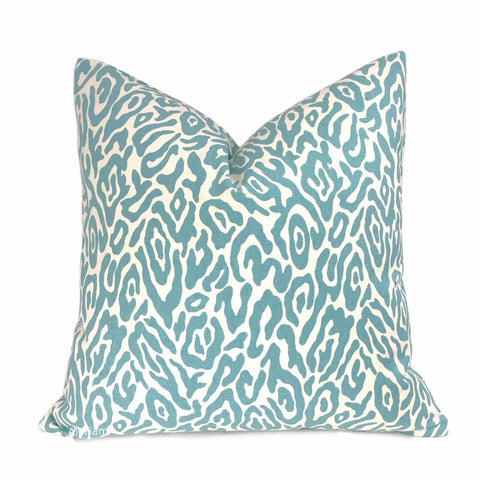 Tyrah Spa Blue Leopard Print Pillow Cover - Aloriam