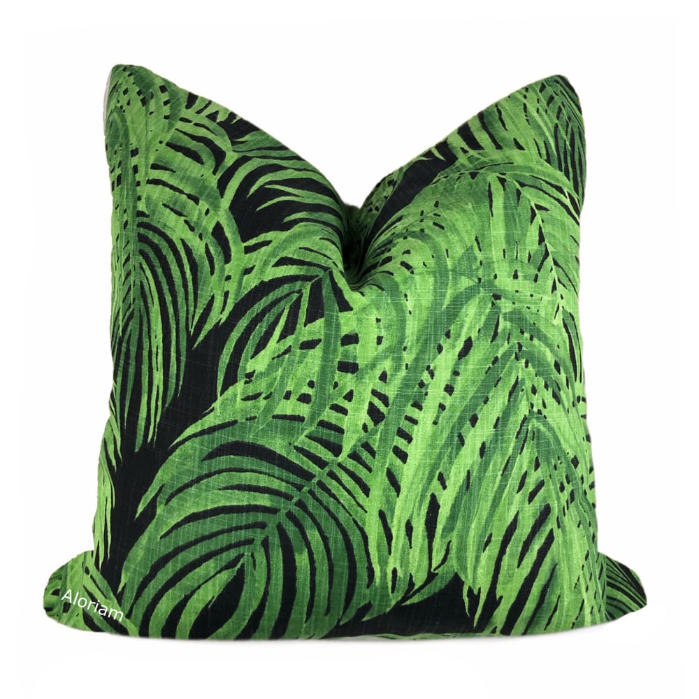 Villa Cayman Green Black Botanical Print Pillow Cover (Lacefield Designs Fabric) - Aloriam
