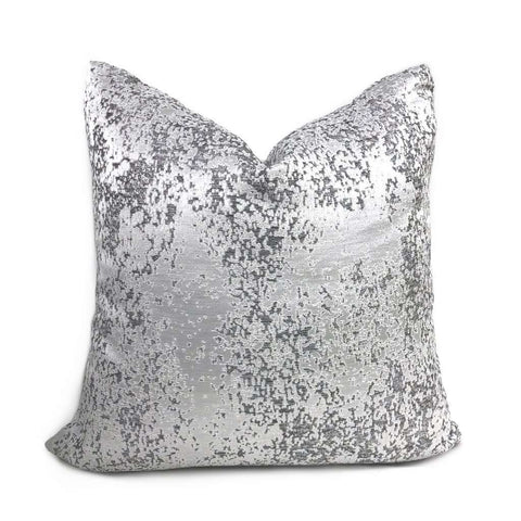 Volta Silver & Gray Metallic Quartz Texture Pillow Cover Cushion Pillow Case Euro Sham 16x16 18x18 20x20 22x22 24x24 26x26 28x28 Lumbar Pillow 12x18 12x20 12x24 14x20 16x26 by Aloriam