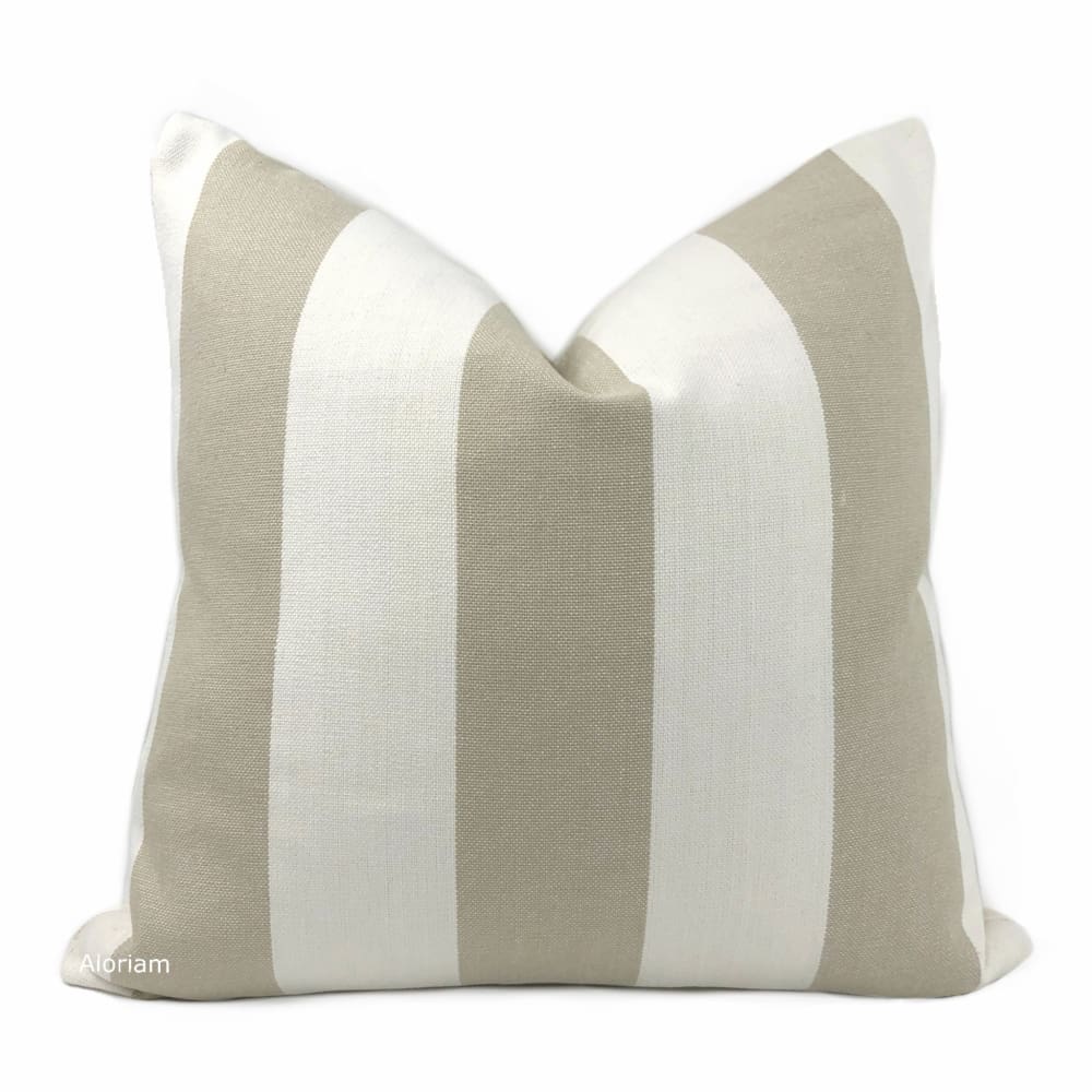 Watson Beige Off-White Wide Cabana Stripe Pillow Cover - Aloriam
