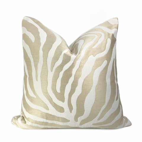 Zahar Champagne Gold & Cream Tiger Stripe Pillow Cover - Aloriam