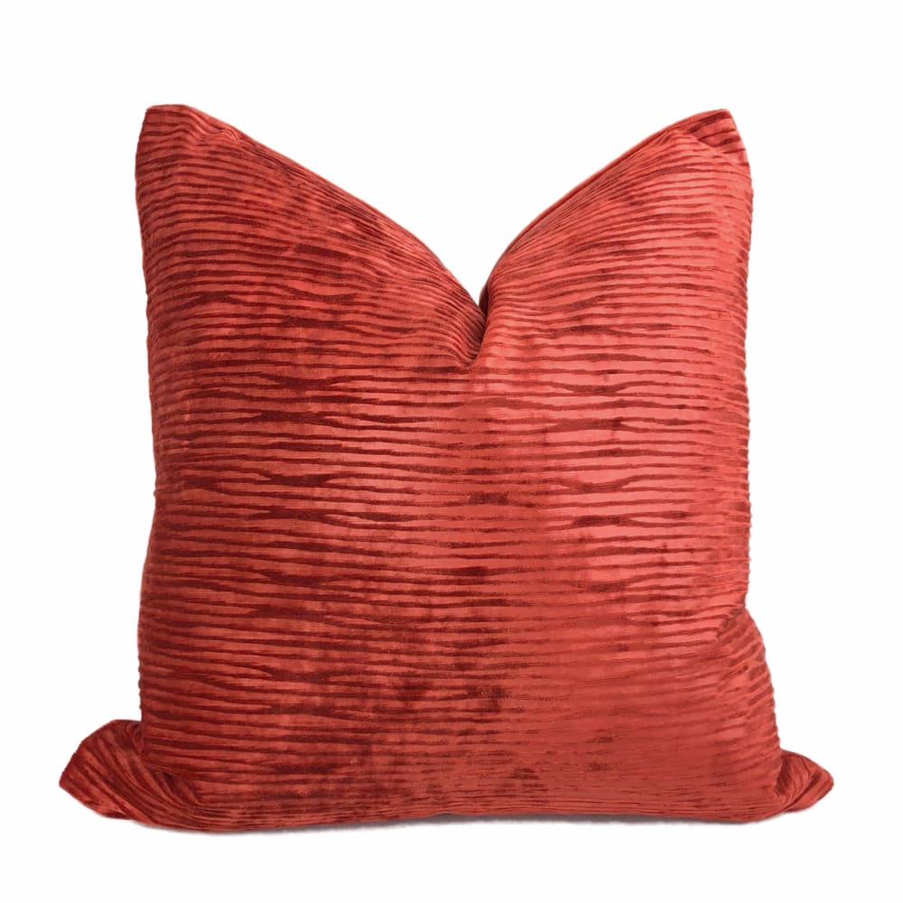 Zhen Chinese Lacquer Red Ridged Velvet Pillow Cover - Aloriam