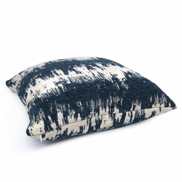 Ziggy Navy Blue Cream Jagged Stripes Chenille Pillow Cover – Aloriam