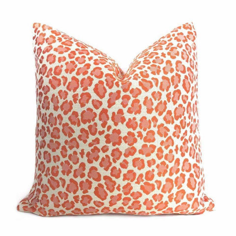 Zimba Pink Orange Cream Leopard Spot Woven Pillow Cover